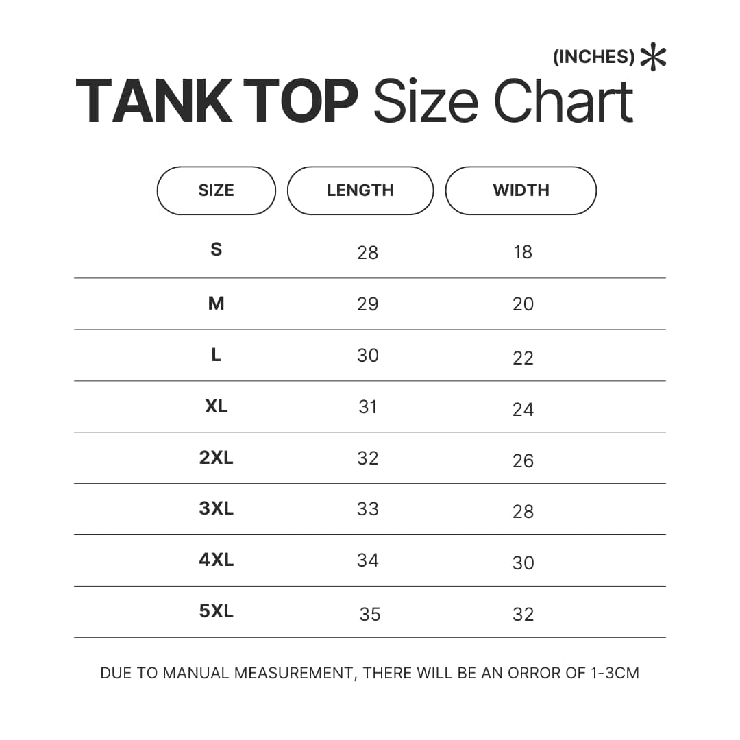 Tank Top Size Chart - World Trigger Merch