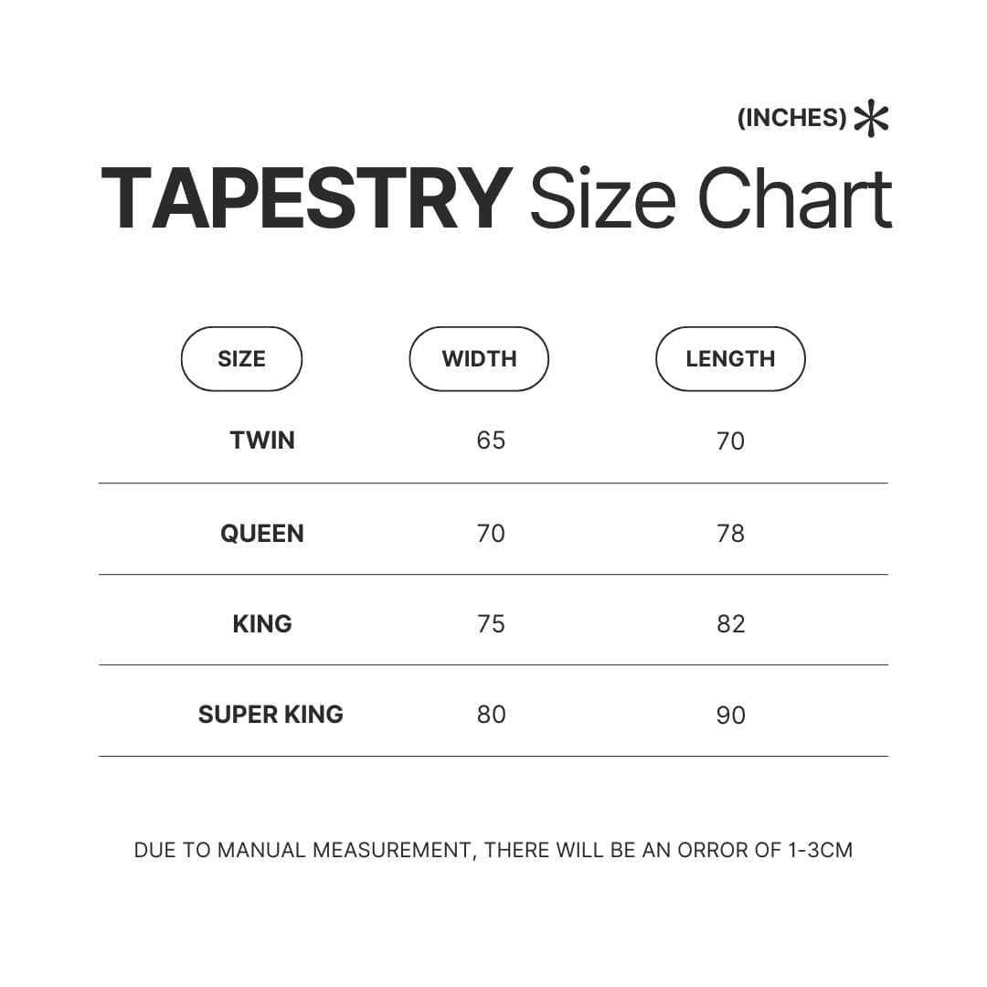 Tapestry Size Chart - World Trigger Merch